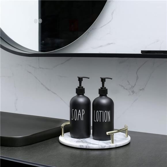 Matte Black Soap Dispenser Bathroom Set, Contains Hand Soap Dispenser and Lotion - Picture 2 of 6